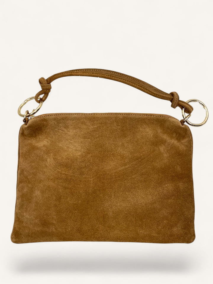 Wildleder-Tasche mit Goldringen, cognac von Bella Vita - Mode & Lifestyle