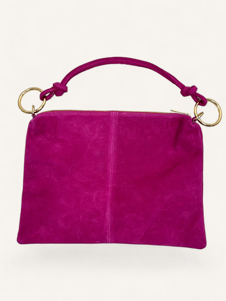 Wildleder-Tasche mit Goldringen, pink von Bella Vita - Mode & Lifestyle