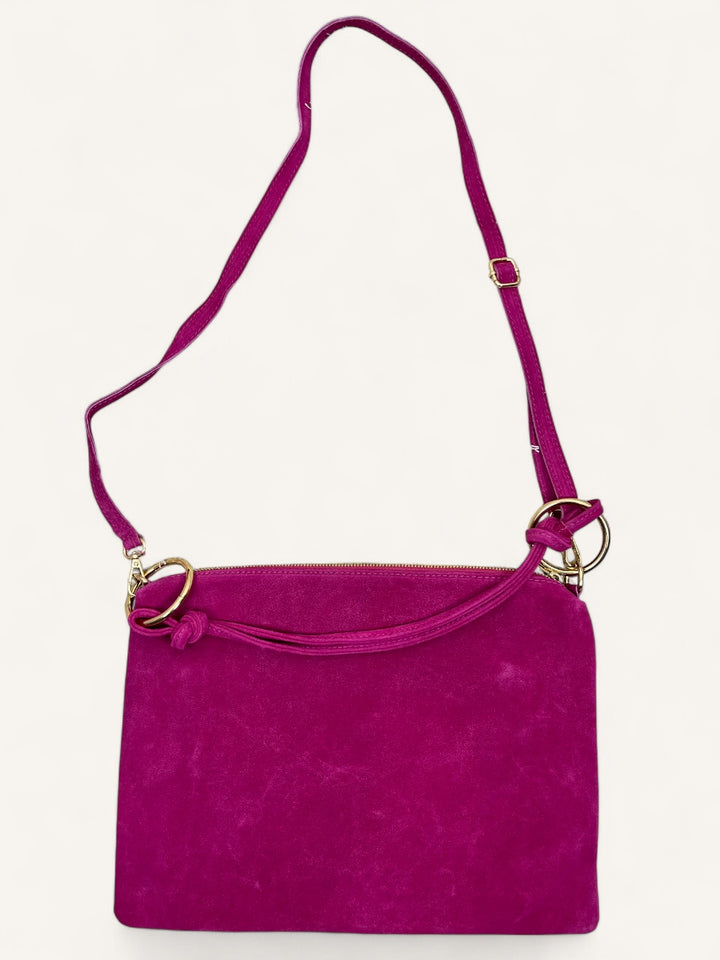 Wildleder-Tasche mit Goldringen, pink von Bella Vita - Mode & Lifestyle