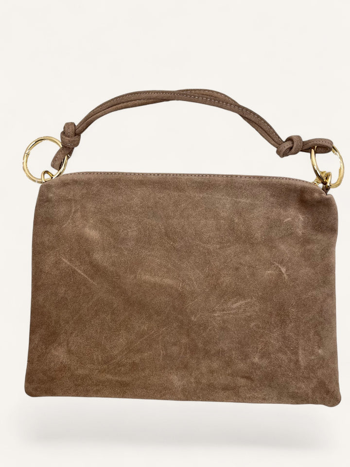 Wildleder-Tasche mit Goldringen, taupe von Bella Vita - Mode & Lifestyle