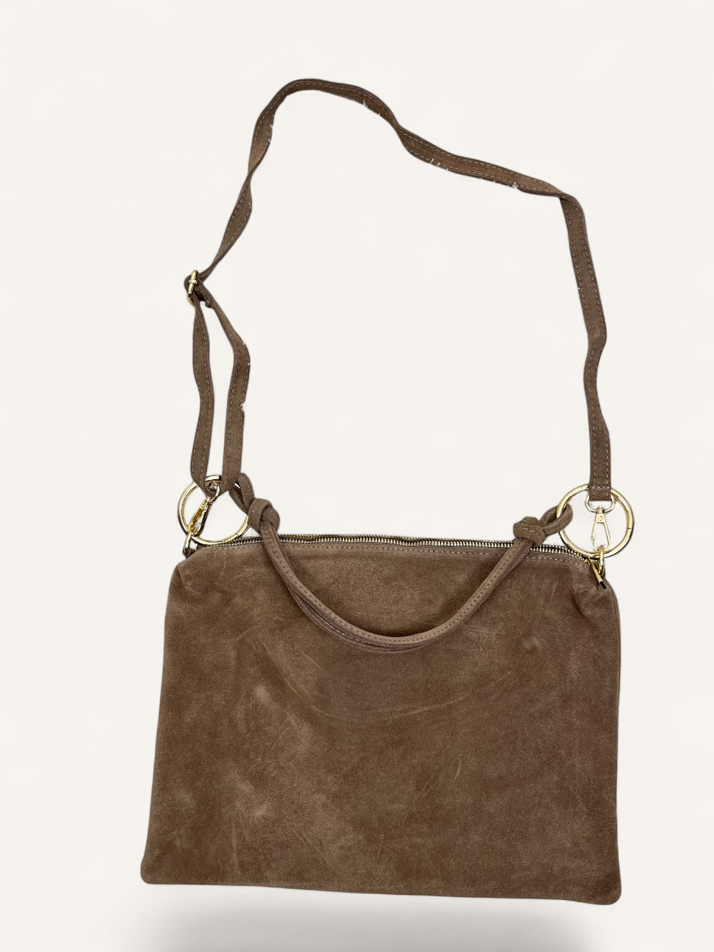 Wildleder-Tasche mit Goldringen, taupe von Bella Vita - Mode & Lifestyle