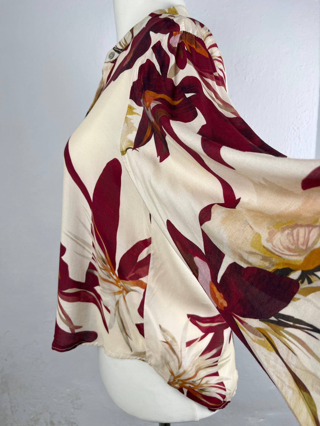 Bluse mit Ballonarm, floral, bordeaux