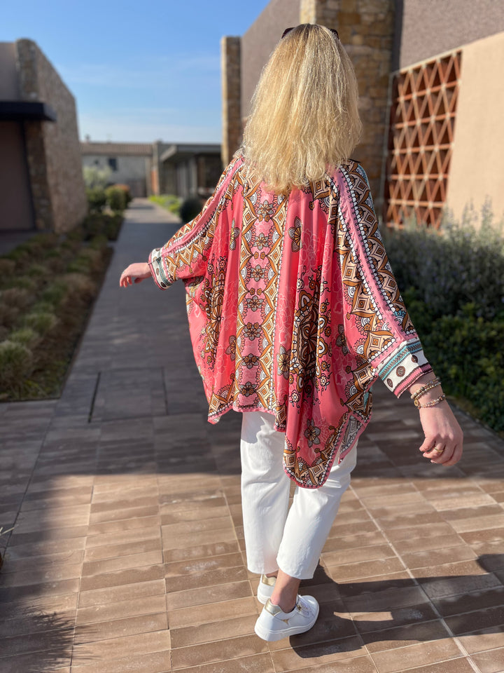 Tunikabluse mit Seide Ornamentprint, rosa-mint von Bella Vita - Mode &amp; Lifestyle