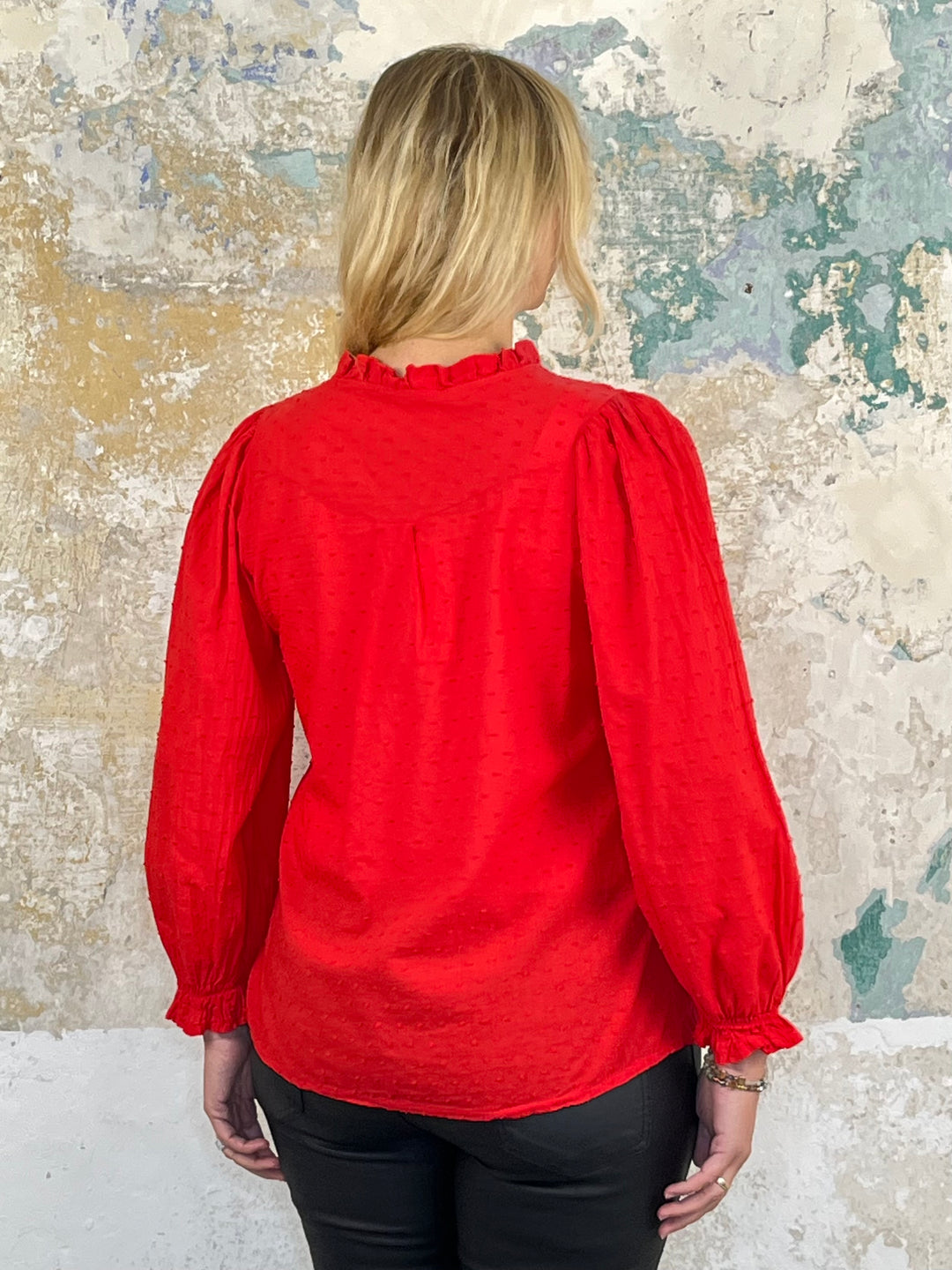 Bluse mit Tupfen, rot von Bella Vita - Mode & Lifestyle