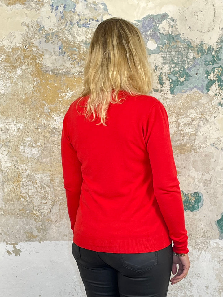 Cardigan V-Ausschnitt, rot von Bella Vita - Mode & Lifestyle