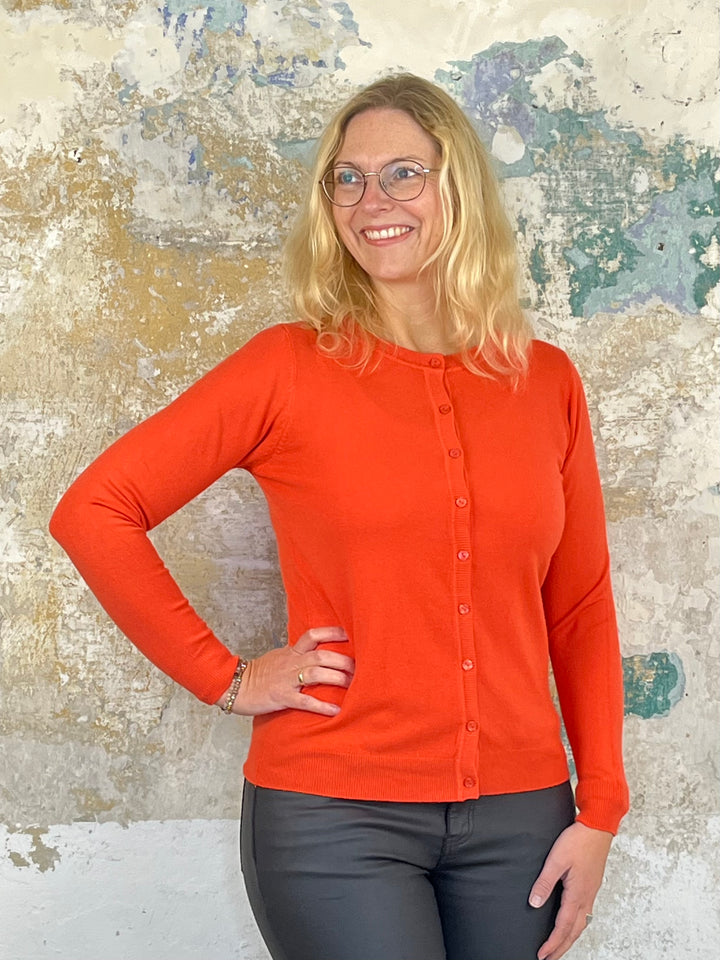 Cardigan Rundhals, orange von Bella Vita - Mode & Lifestyle