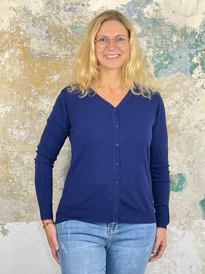 Cardigan V-Ausschnitt, marine von Bella Vita - Mode & Lifestyle