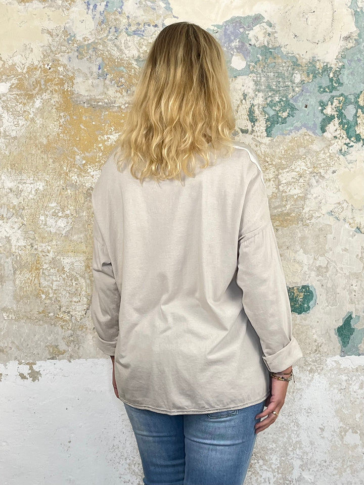Shirt mit Frontdruck, beige von Bella Vita - Mode & Lifestyle