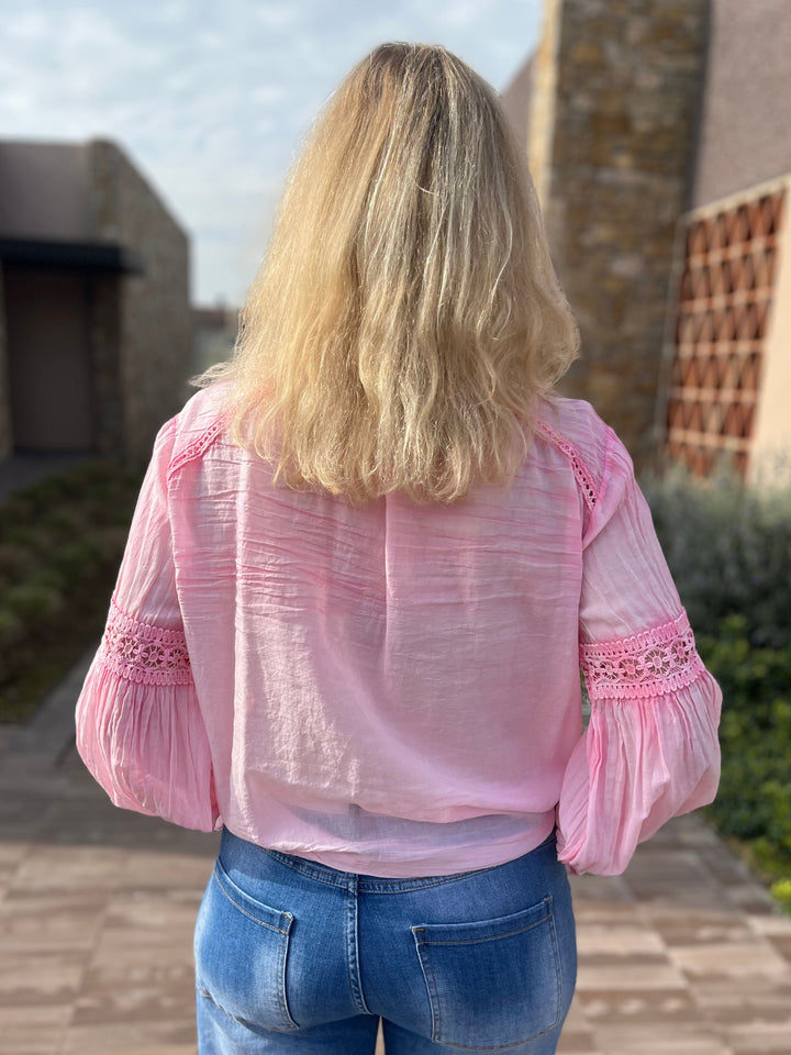 Bluse mit Spitzendetails, rosa von Bella Vita - Mode &amp; Lifestyle