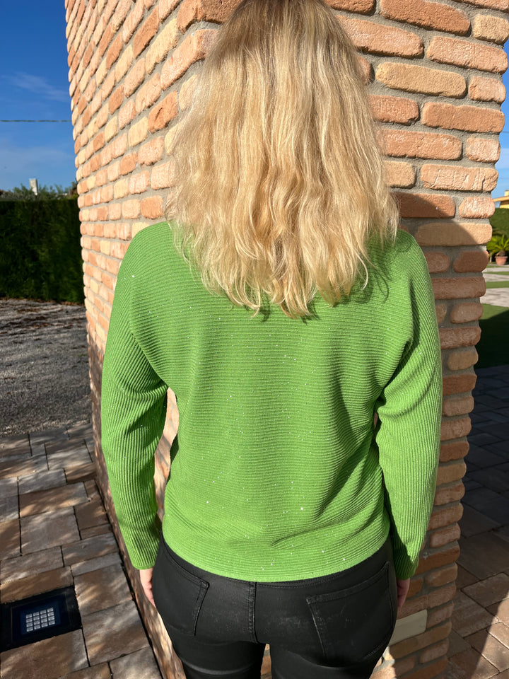 Pullover mit Pailletten, grün von Bella Vita - Mode & Lifestyle