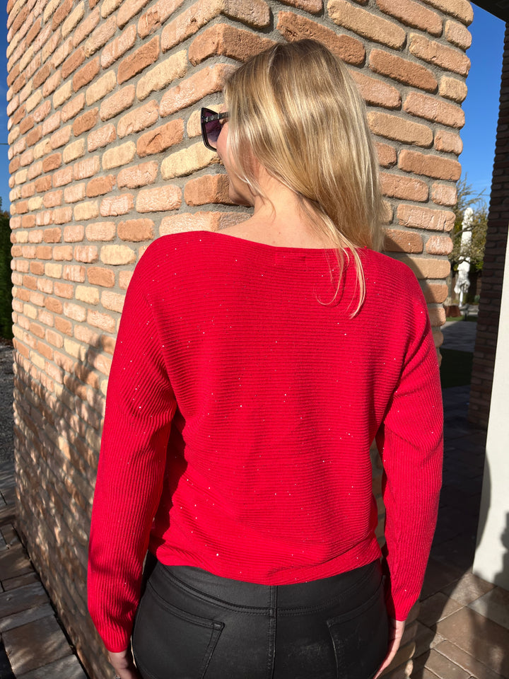 Pullover mit Pailletten, rot von Bella Vita - Mode & Lifestyle