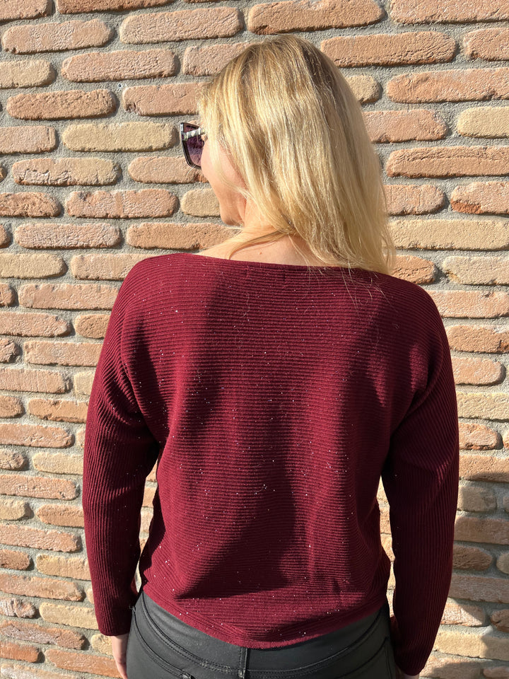Pullover mit Pailletten, bordeaux von Bella Vita - Mode & Lifestyle