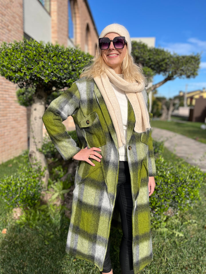 Mantel in Wolloptik, grau-grün von Bella Vita - Mode & Lifestyle