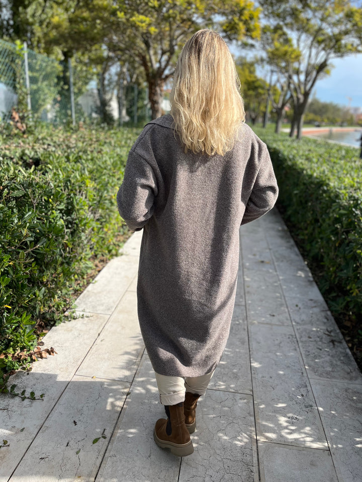 Mantel in Wolloptik mit Schalkragen, taupe von Bella Vita - Mode & Lifestyle