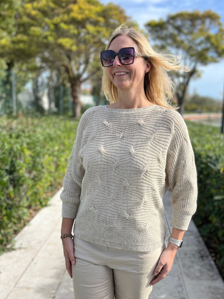 Pullover mit Strukturmuster, beige von Bella Vita - Mode & Lifestyle