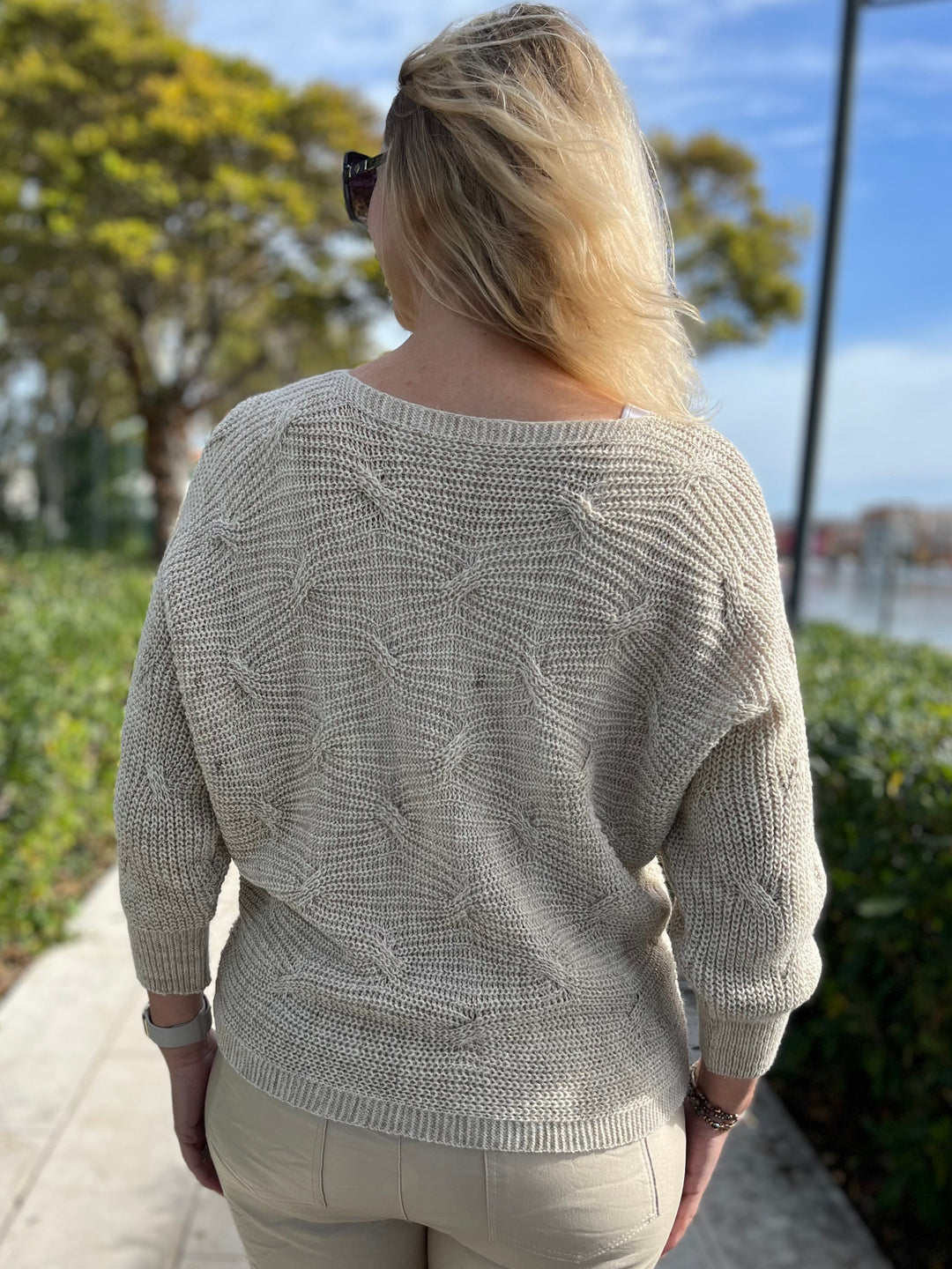 Pullover mit Strukturmuster, beige von Bella Vita - Mode & Lifestyle