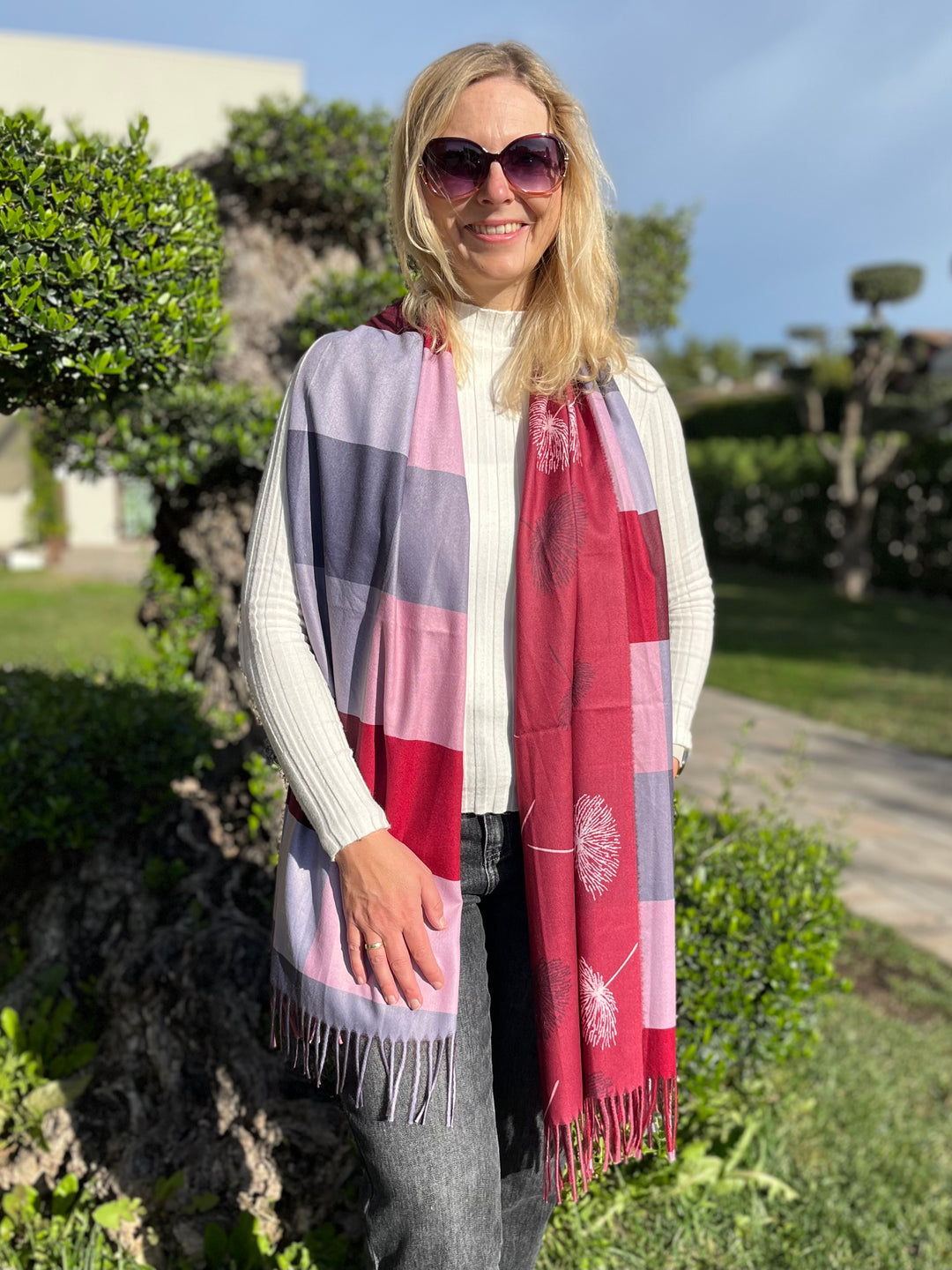 Wendeschal mit Kaschmir, bordeaux von Bella Vita - Mode & Lifestyle