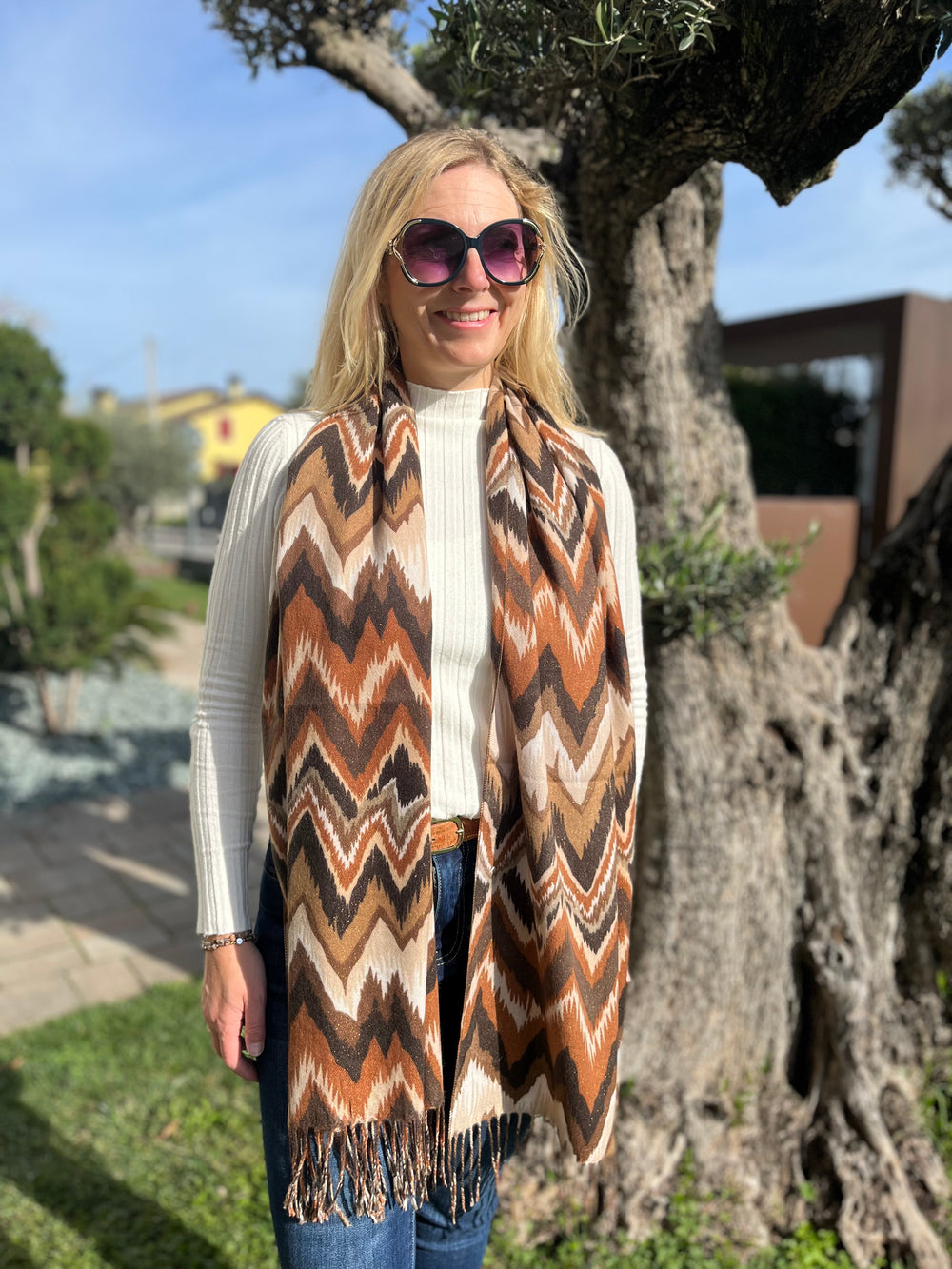 Schal Zick-Zack, braun von Bella Vita - Mode & Lifestyle