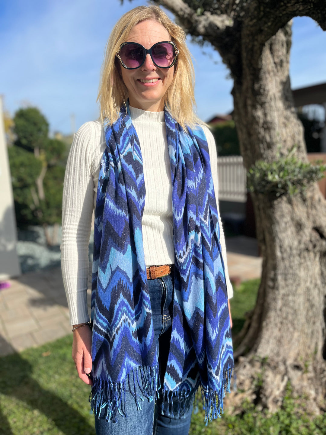 Schal Zick-Zack, blau von Bella Vita - Mode & Lifestyle