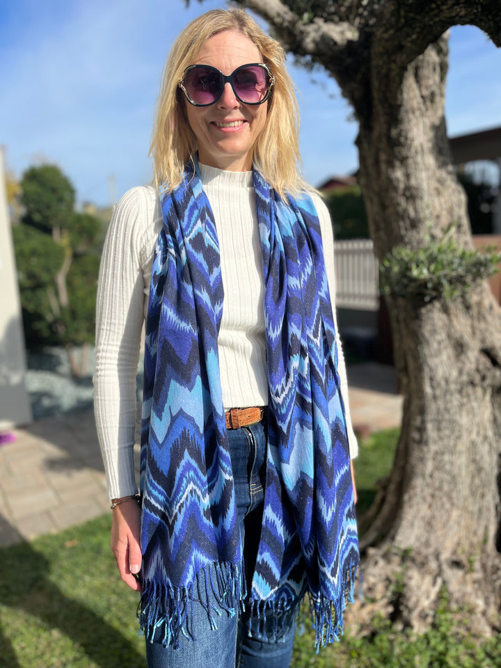 Schal Zick-Zack, blau von Bella Vita - Mode & Lifestyle