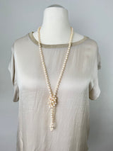 Kette aus Glassteinen, beige