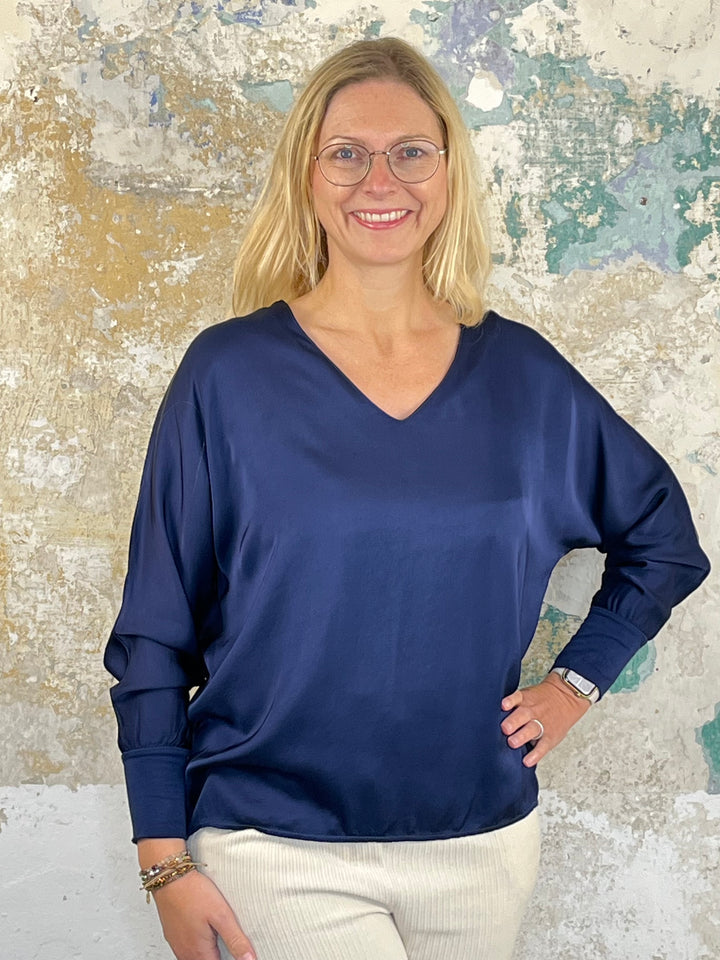 Langarm-Shirt mit Seide, marine von Bella Vita - Mode & Lifestyle