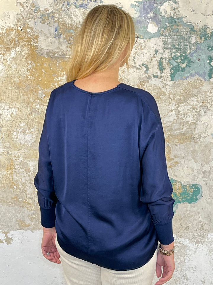 Langarm-Shirt mit Seide, marine von Bella Vita - Mode & Lifestyle
