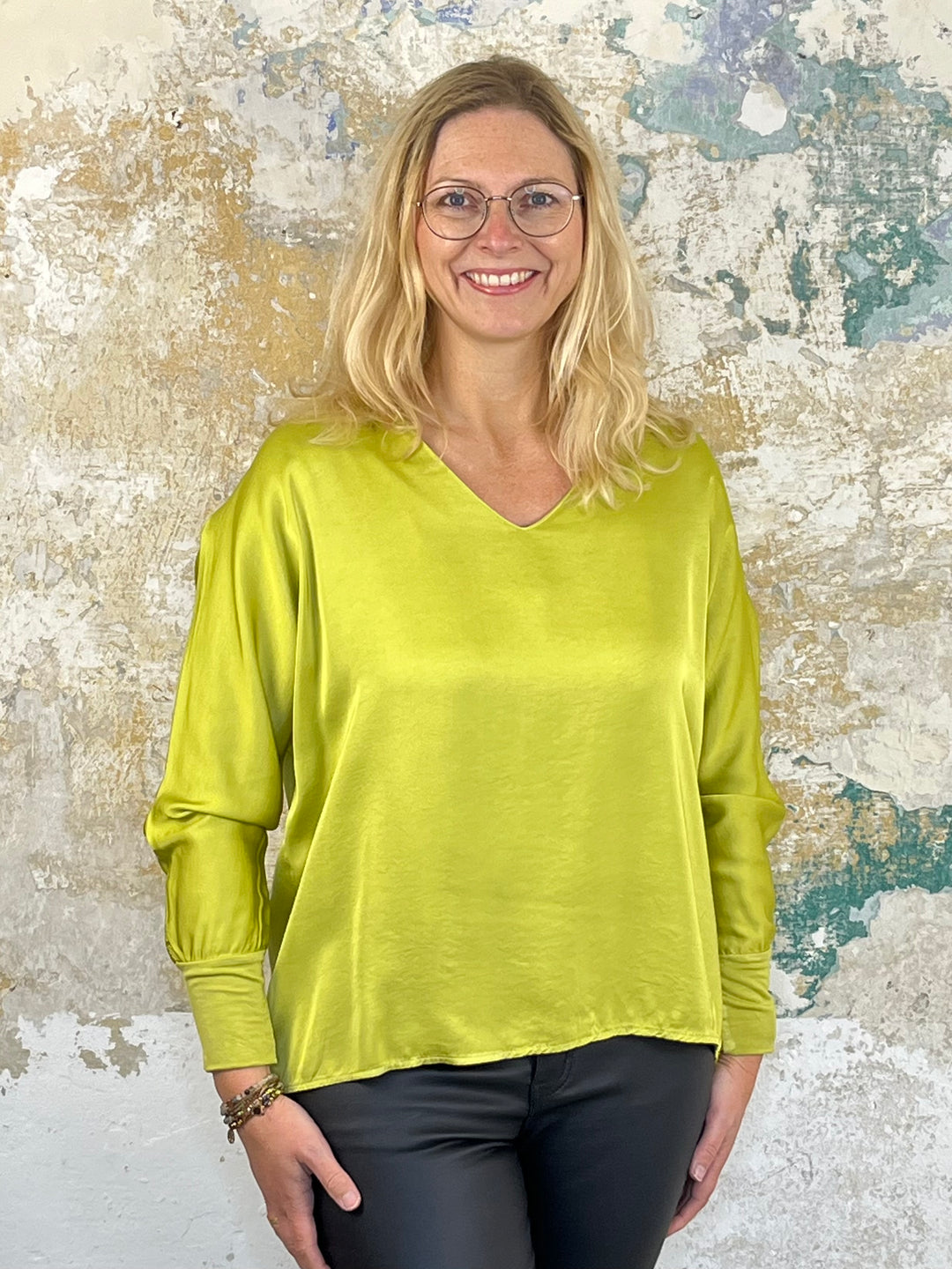 Langarm-Shirt mit Seide, hellgrün von Bella Vita - Mode & Lifestyle