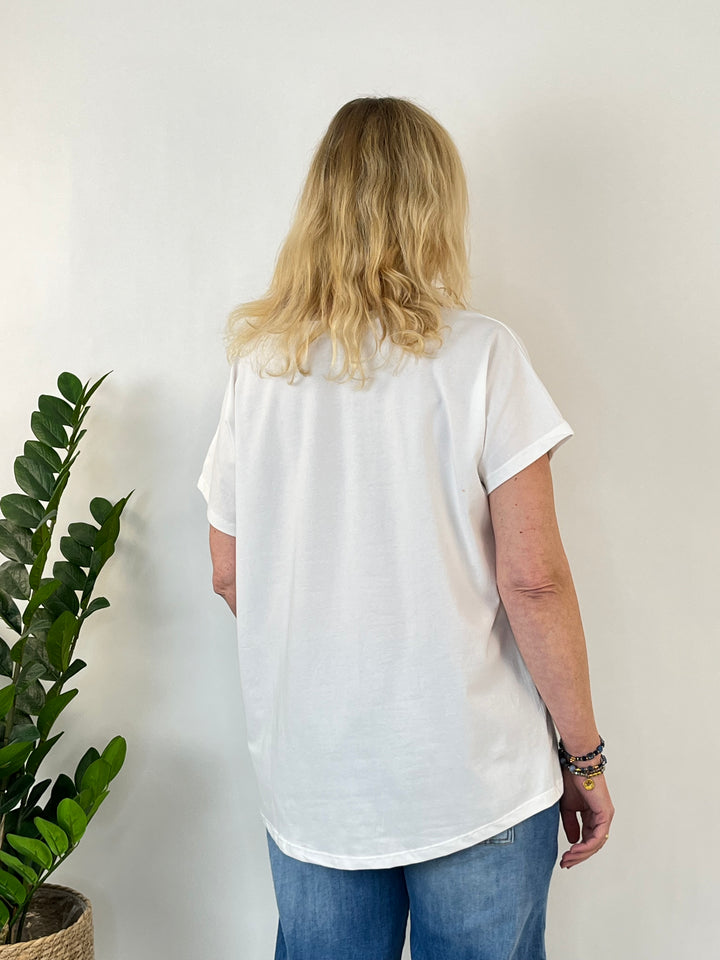 Oversize-Shirt "Dackel", weiß-hellblau von Bella Vita - Mode & Lifestyle