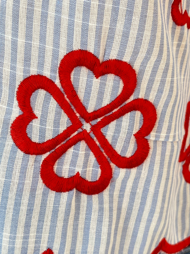 Streifenbluse mit Kontraststickerei, hellblau-rot von Bella Vita - Mode &amp; Lifestyle