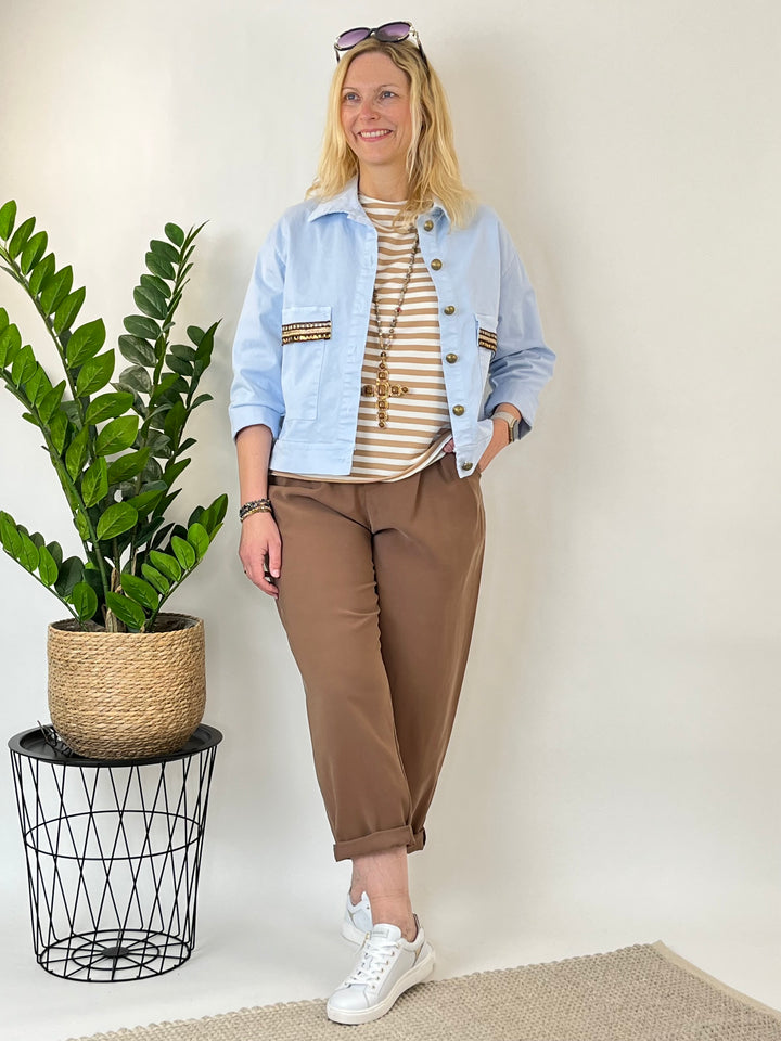Oversize Jacke mit Zierband, hellblau von Bella Vita - Mode &amp; Lifestyle