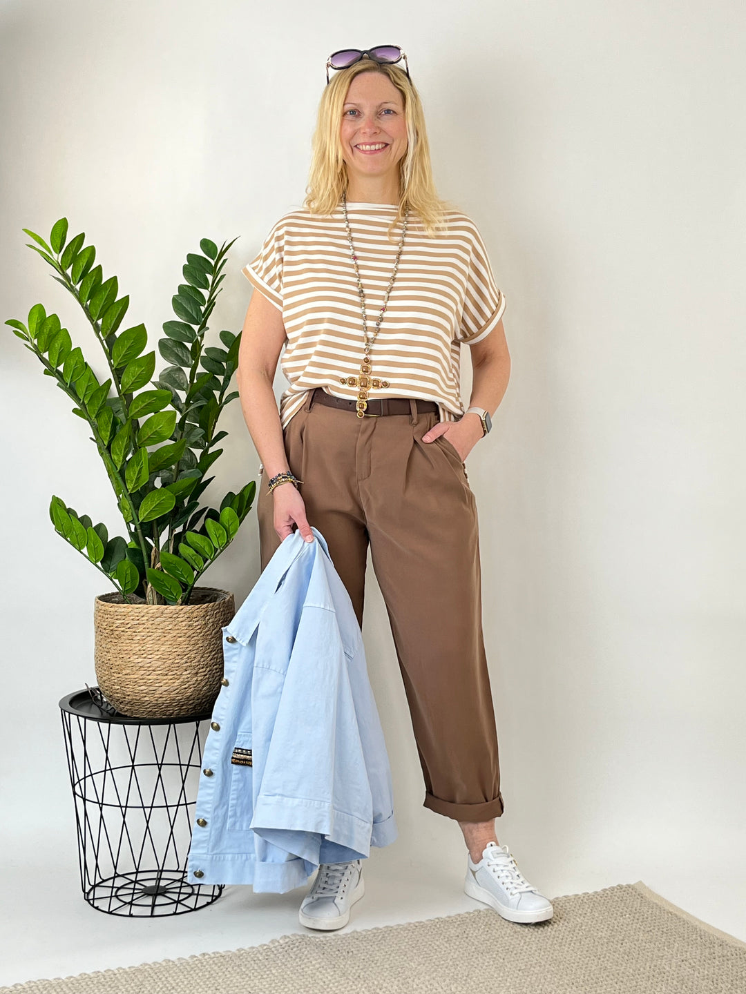 Streifenshirt, cognac-ecru von Bella Vita - Mode &amp; Lifestyle