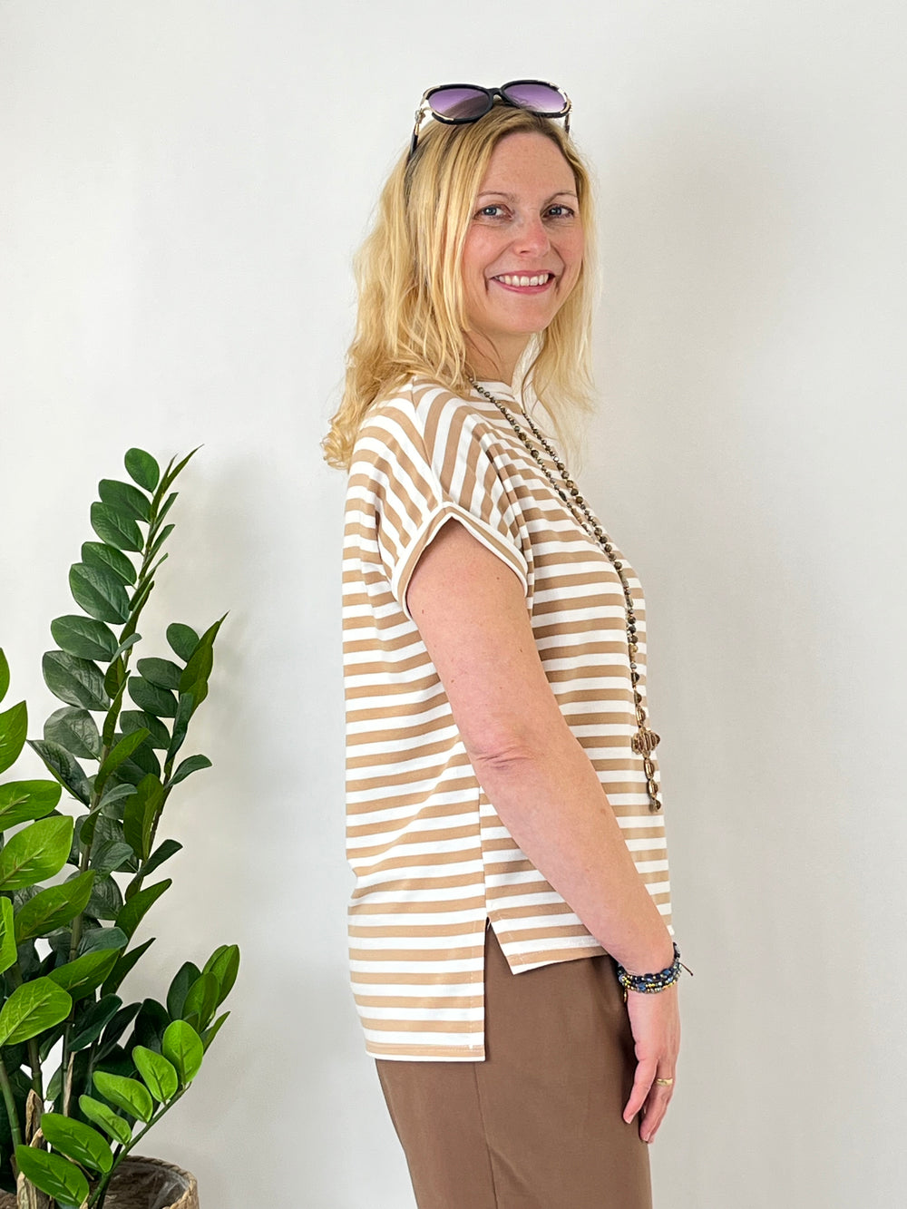 Streifenshirt, cognac-ecru von Bella Vita - Mode & Lifestyle