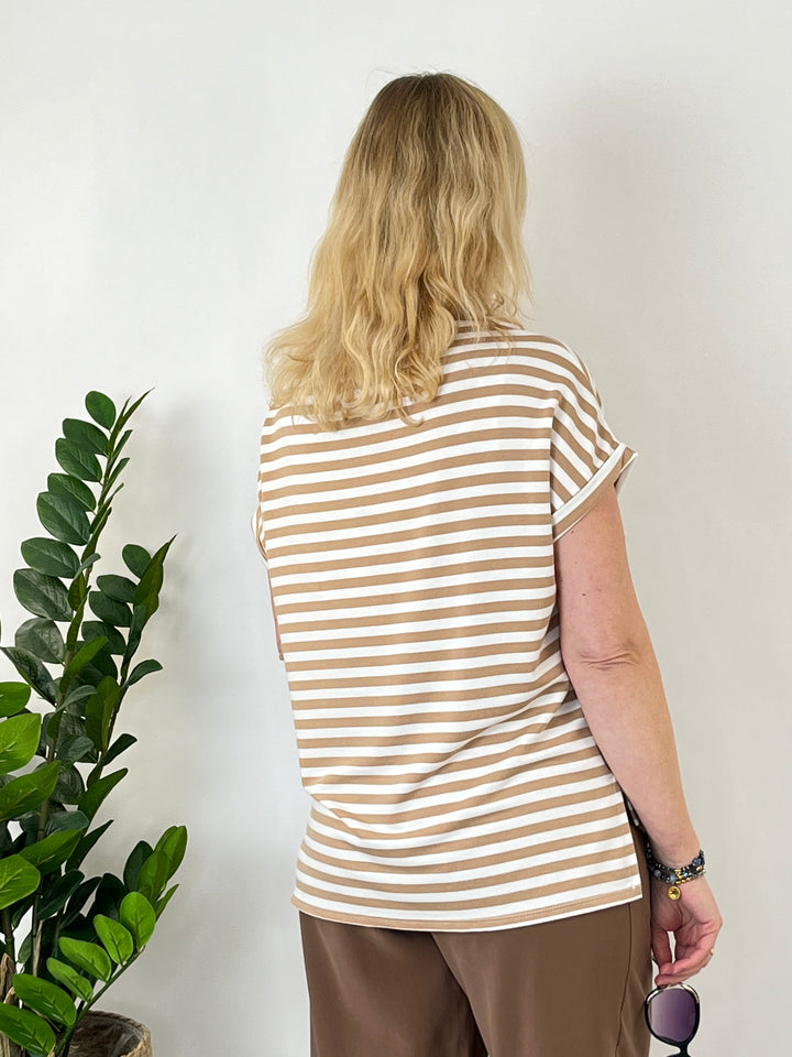 Streifenshirt, cognac-ecru von Bella Vita - Mode &amp; Lifestyle