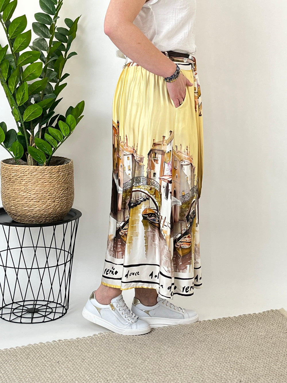 Druckrock "Venezia" mit Seide, gelb von Bella Vita - Mode & Lifestyle