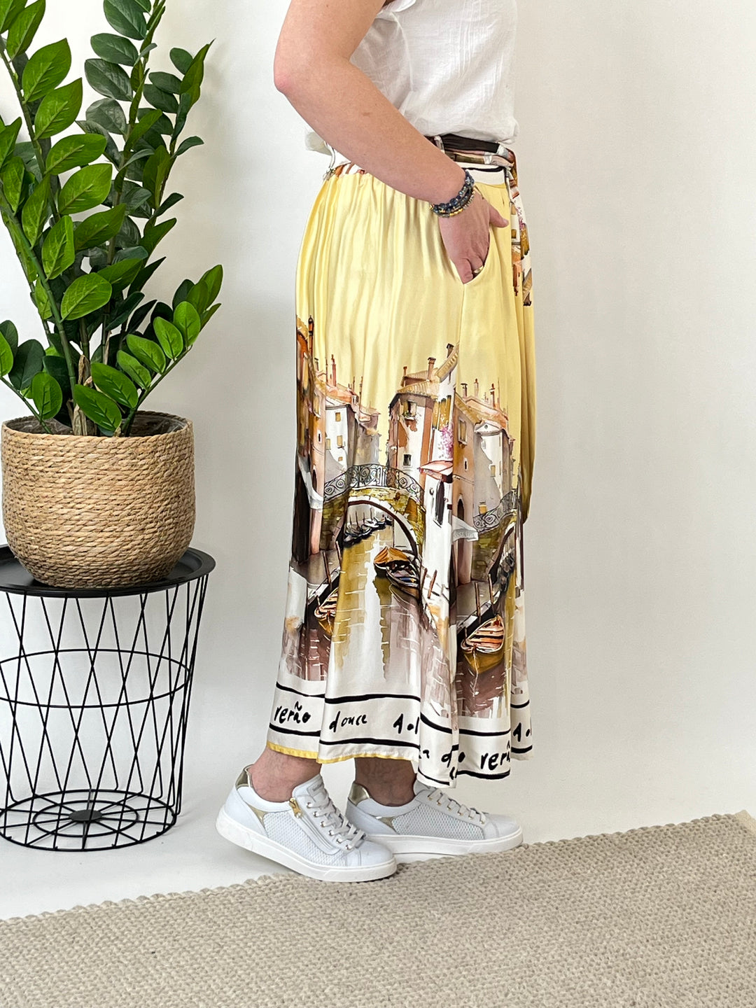 Druckrock "Venezia" mit Seide, gelb von Bella Vita - Mode & Lifestyle