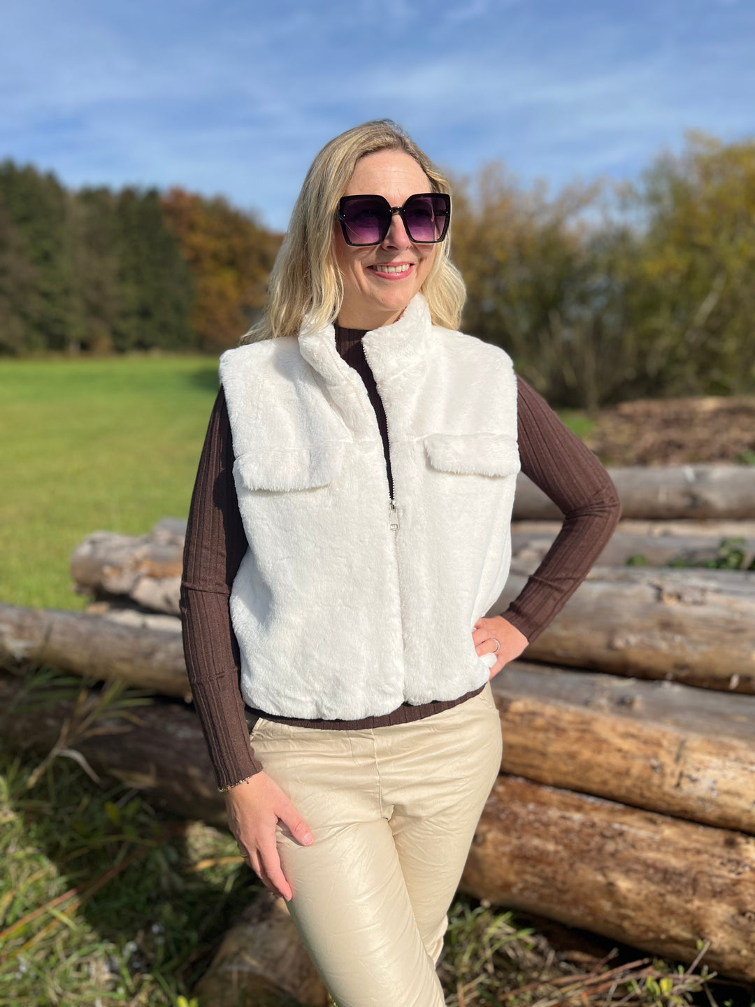 Plüschweste, ecru von Bella Vita - Mode & Lifestyle