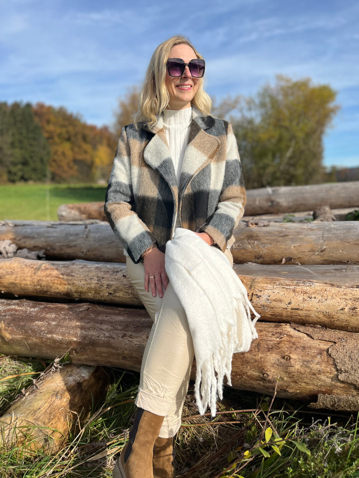 Woll-Blazer, kariert, beige-ecru von Bella Vita - Mode & Lifestyle