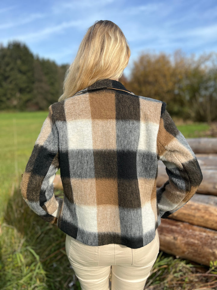 Woll-Blazer, kariert, beige-ecru von Bella Vita - Mode & Lifestyle