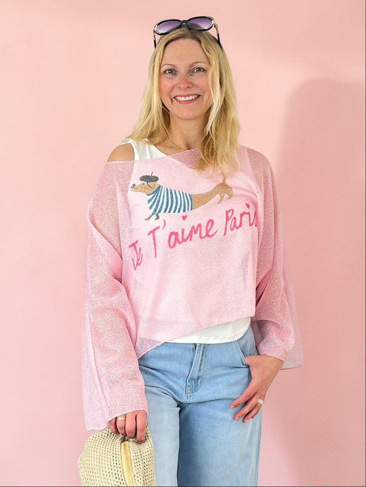 Netzshirt mit Top & Dackel-Print Paris, rosa von Bella Vita - Mode & Lifestyle