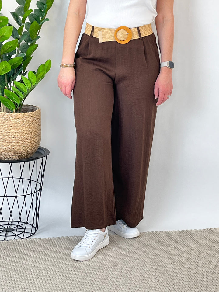 Marlenehose mit Ziergürtel, braun von Bella Vita - Mode &amp; Lifestyle