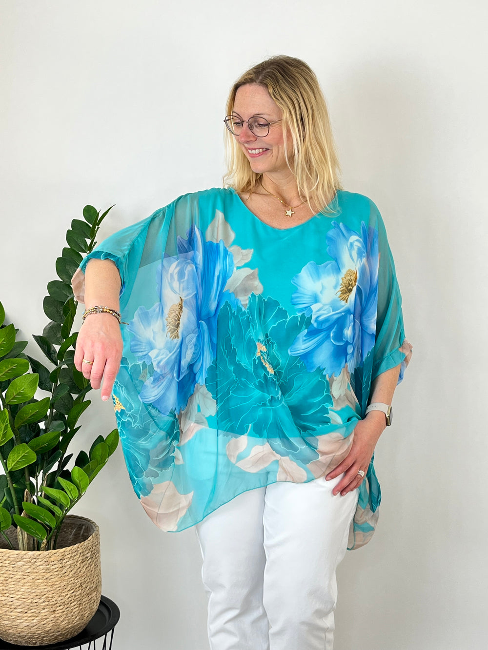 Tunika mit floralem Print, smaragd von Bella Vita - Mode & Lifestyle