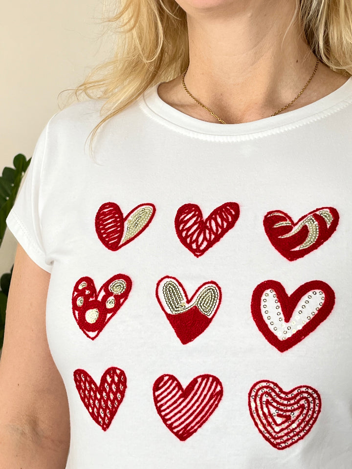 T-Shirt Hearts, weiß-rot von Bella Vita - Mode &amp; Lifestyle
