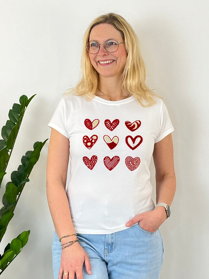 T-Shirt Hearts, weiß-rot von Bella Vita - Mode &amp; Lifestyle