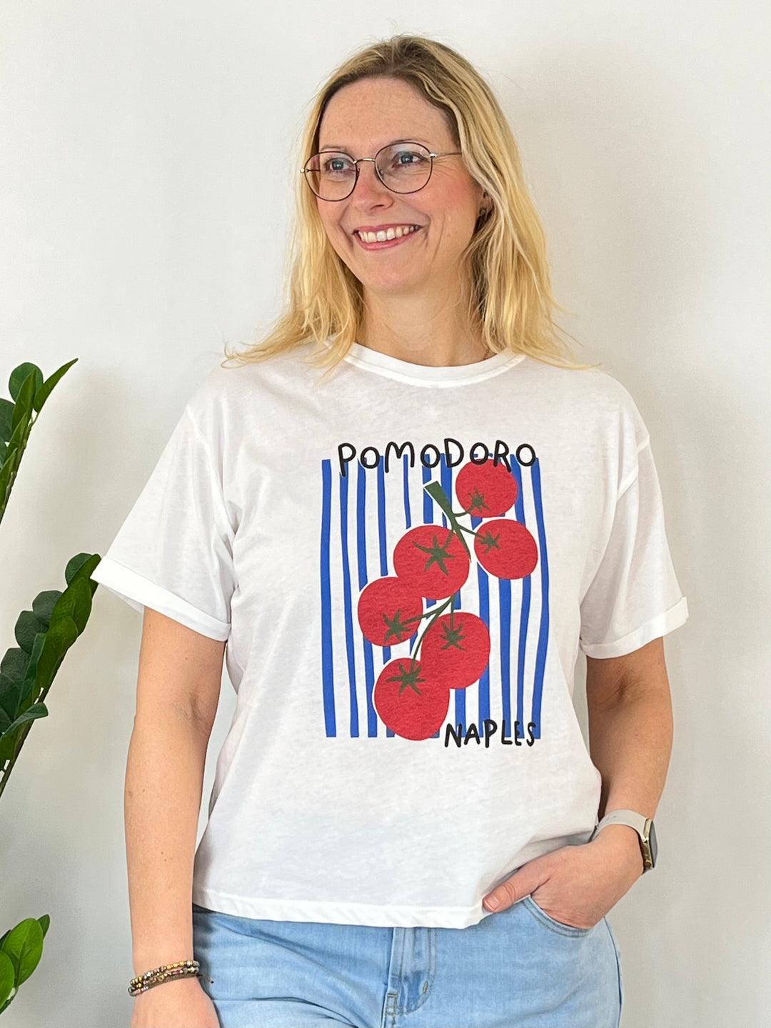 T-Shirt "Pomodoro Naples", weiß-rot-blau von Bella Vita - Mode & Lifestyle