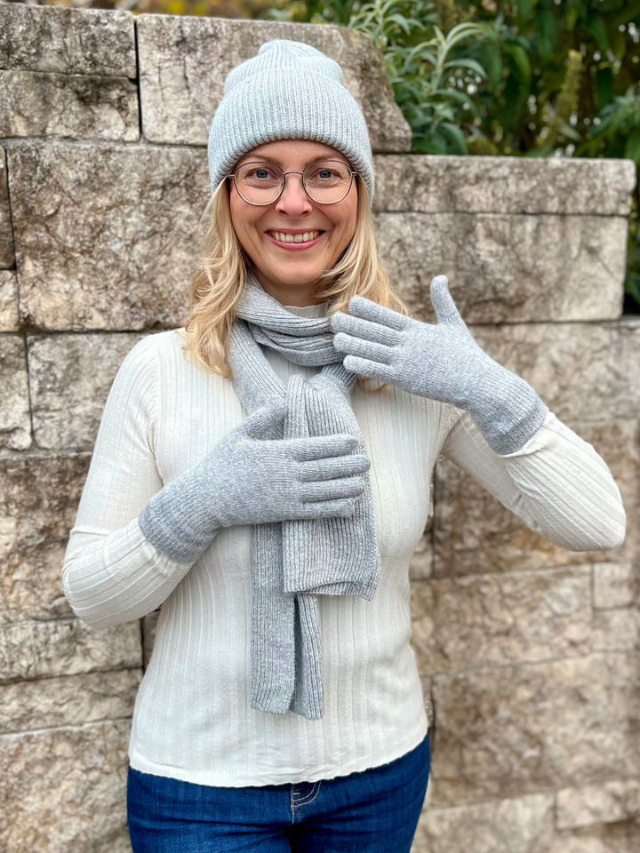 Set 3tlg.: Mütze, Schal, Handschuhe, grau von Bella Vita - Mode & Lifestyle