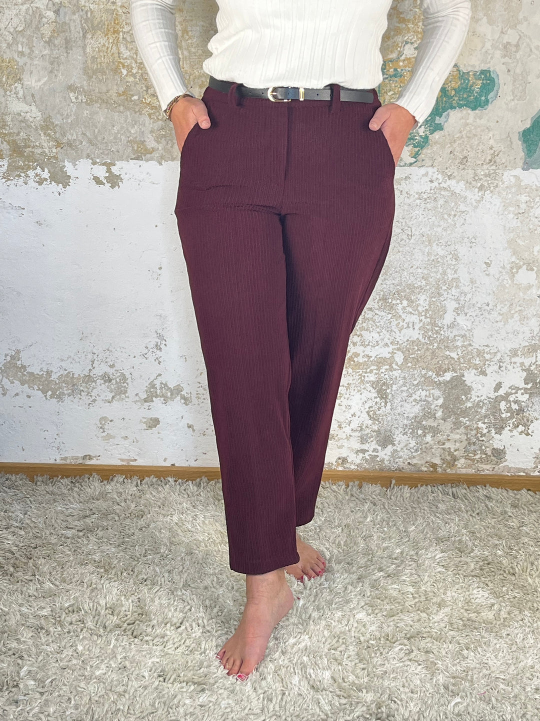 7/8-Cordhose, bordeaux von Bella Vita - Mode & Lifestyle