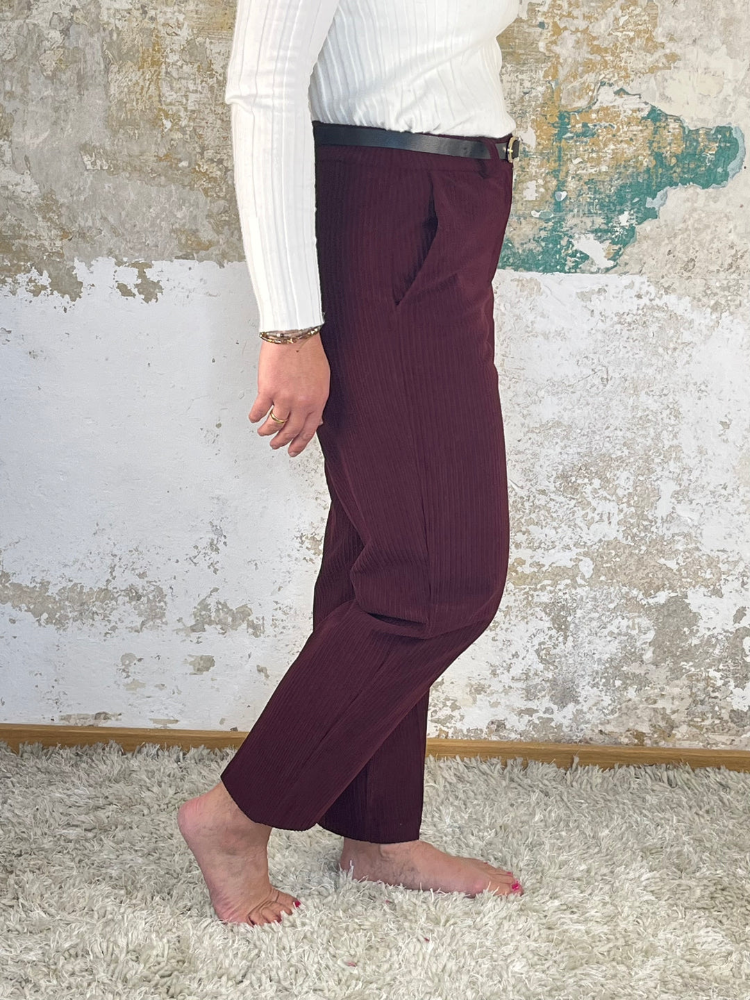 7/8-Cordhose, bordeaux von Bella Vita - Mode & Lifestyle