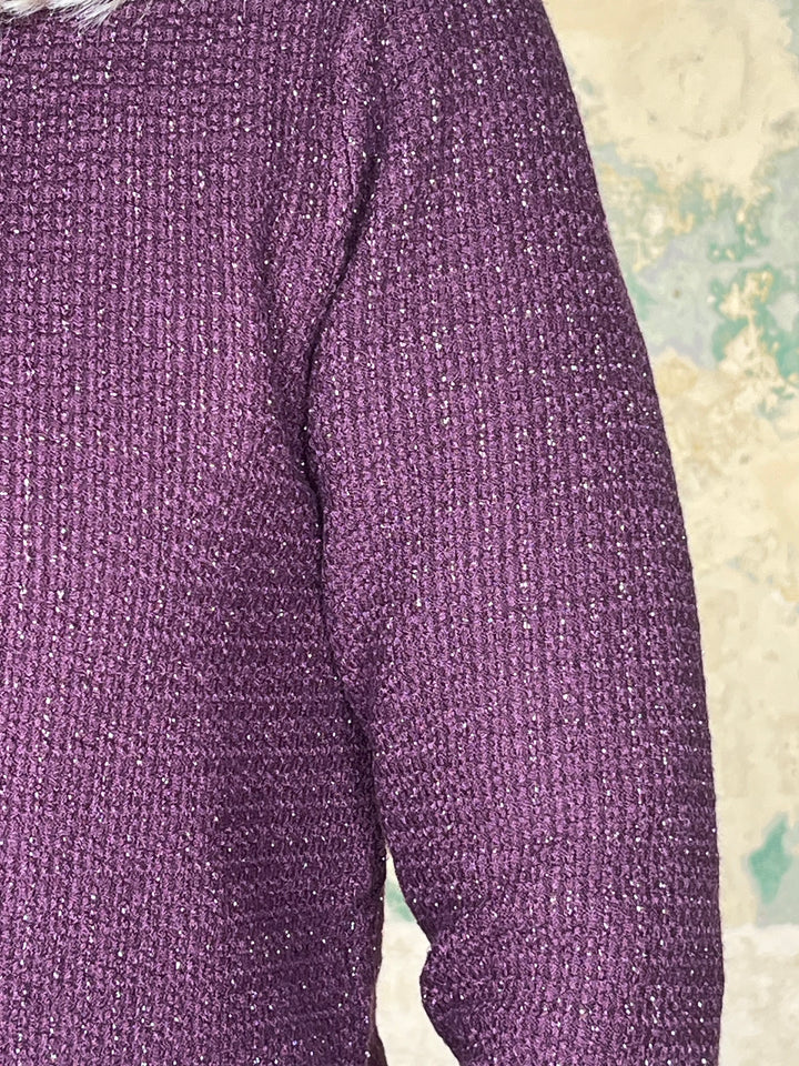 Cardigan mit Glitzerfaden, bordeaux von Bella Vita - Mode & Lifestyle