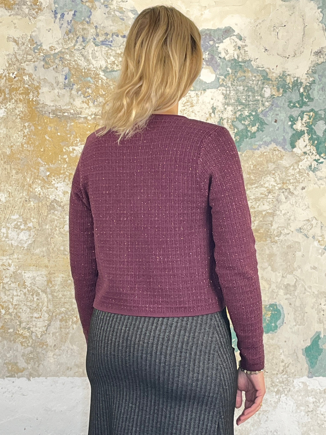 Cardigan mit Glitzerfaden, bordeaux von Bella Vita - Mode & Lifestyle